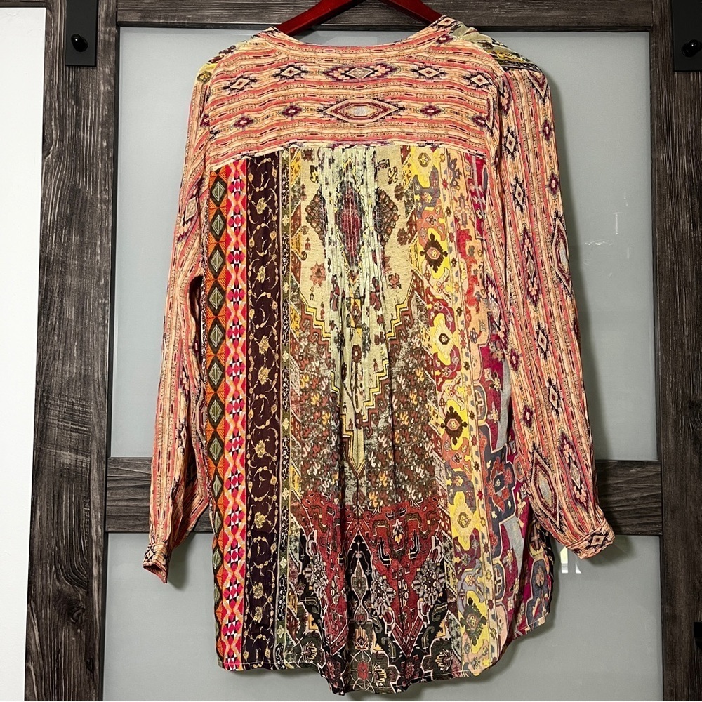 Soft Surroundings Southwest Boho Aztec Graphic Tunic Blouse Women's Medium - Picture 6 of 9